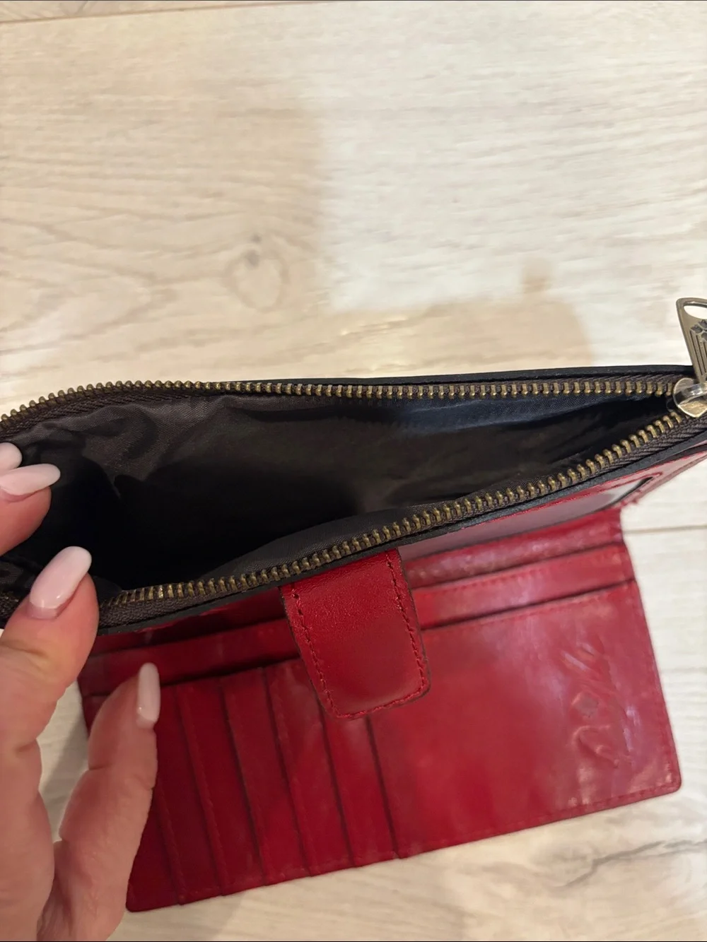 Patricia Nash Red Leather Zip & Snap Wallet